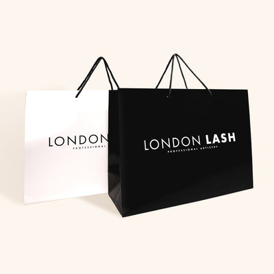 Large Black and White Reusable Paper Bags from London Lash EU