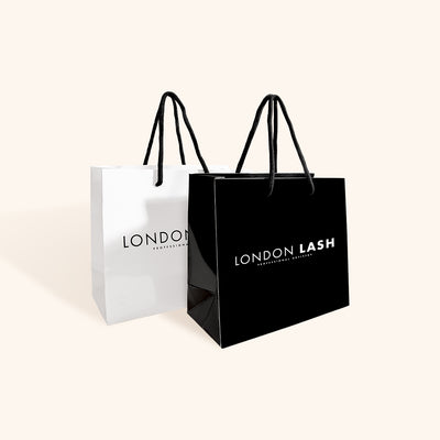 Small Black and White Reusable Paper Bags from London Lash